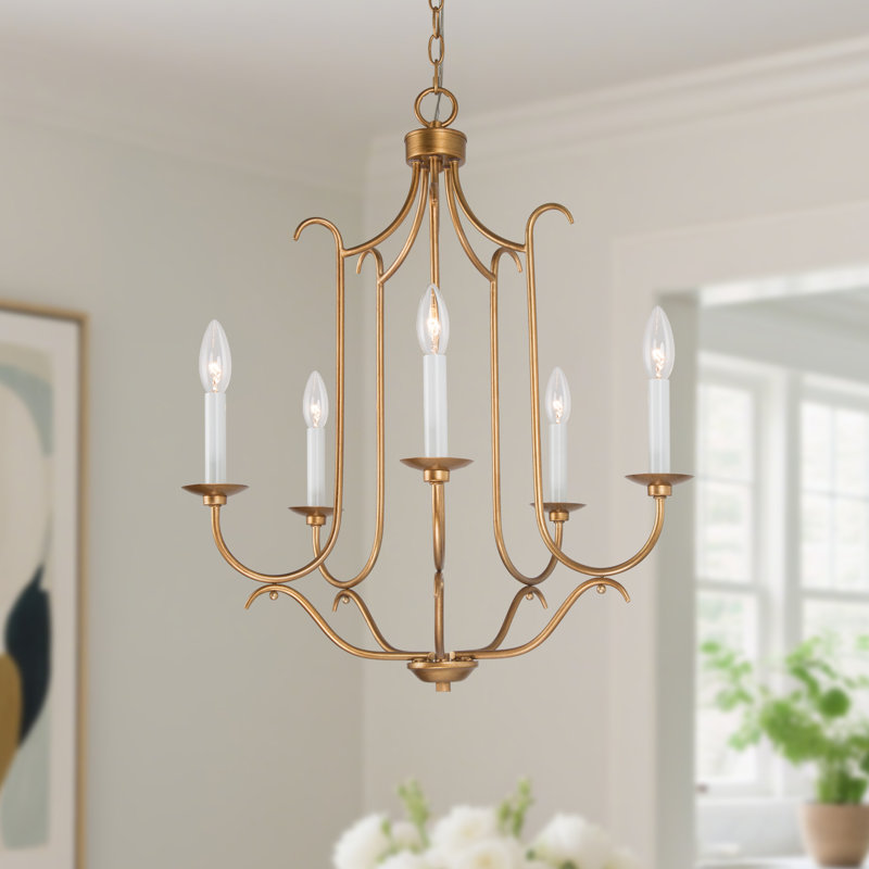Caraviello 5 - Light Candle Style Classic / Traditional Chandelier, Antique Bronze