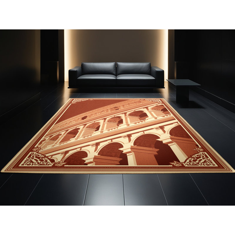 Machine Washable Zack Classic Oriental Rug in Brown – LightBrown Binding, 2x5