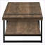 Table basse industrielle en similicuir brun avec pieds en métal noir et rangement pour le salon-359937454