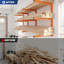 Ensemble de 4 tablettes à bois murales, rangement en bois robuste à 6 niveaux, étagères de garage en métal orange pour l'intérieur et l'extérieur