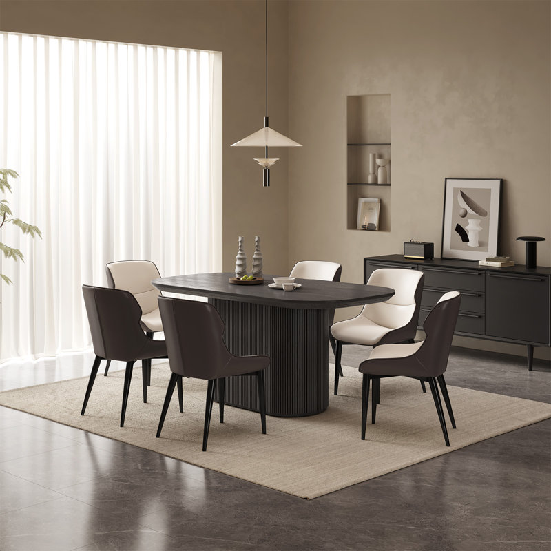 Ensemble de table de salle à manger 62,99 "avec 6 chaises pour la cuisine, le bar et le salon, 7 pièces (1 table, 6 chaises)