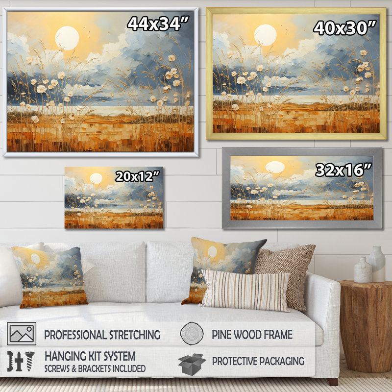 Nuage prairies collages IV - paysages, impressions sur toile, H 30 po x l 40 po x P 1,5 po, Cadre photo noir