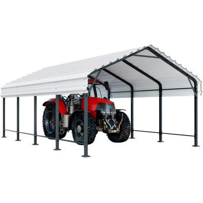 12 Ft. W x 20 Ft. D Heavy Duty Carport with Galvanized Steel Roof