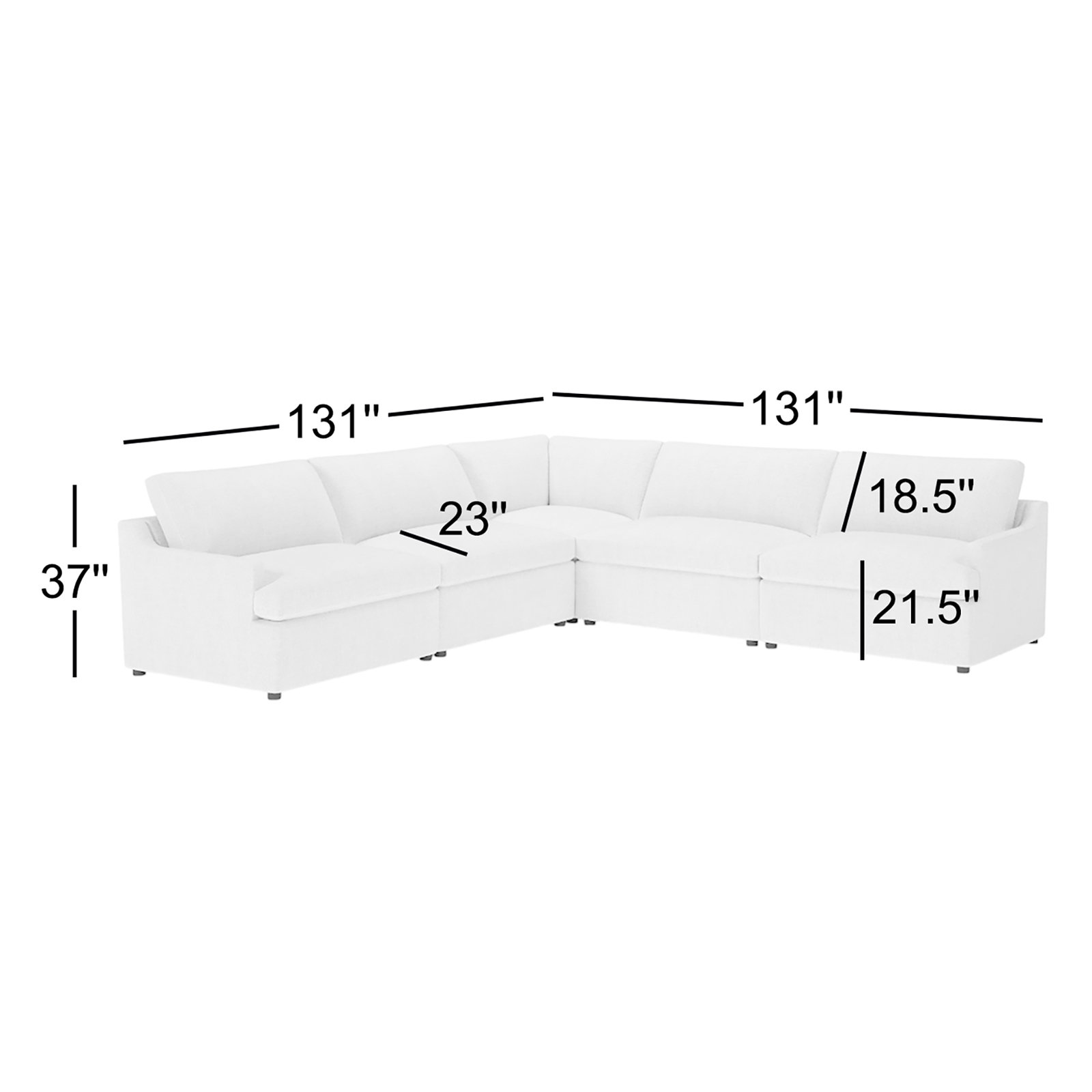 Essex 5 Pieces Upholstered Modular Sectional, Monique Oyster Textured Chenille