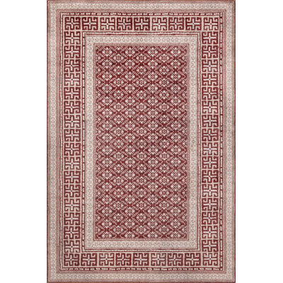 Burgundy Brown Floral Chenille Indoor/Outdoor Area Rug