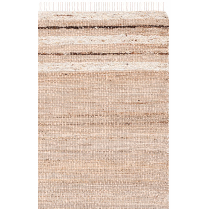 Tapis rayé en jute / laine / coton tissé à la main Maidah, Rectangle de 5 pi x 8 pi