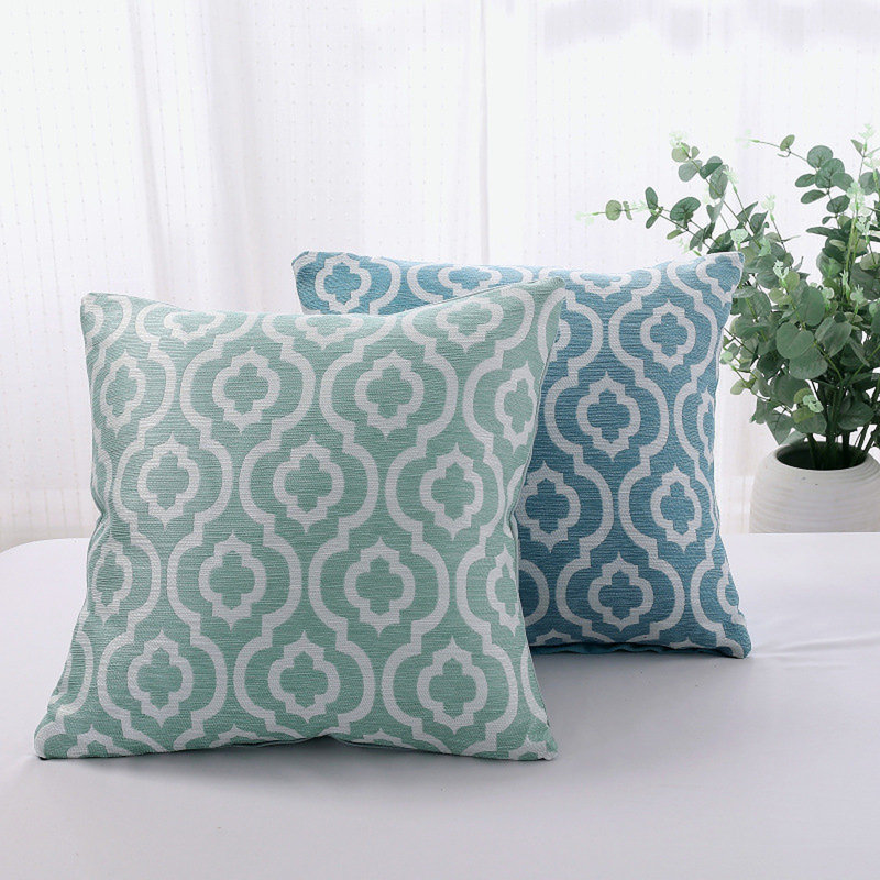 Ensemble de 2 coussins en jacquard treillis, Turquoise