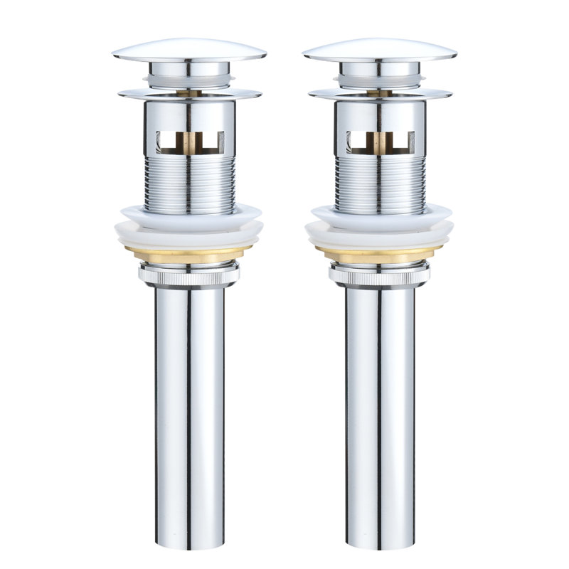 Bathroom Sink Pop Up Drain With Overflow,Stainless Steel,Two Pieces, Chrome