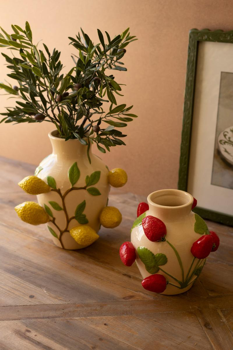 SMALL CERAMIC STRAWBERRIES VASE