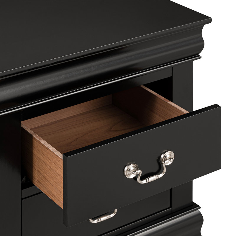 Table de chevet 2 tiroirs 23,5 po Traditional, Noir, noir, noir, noir