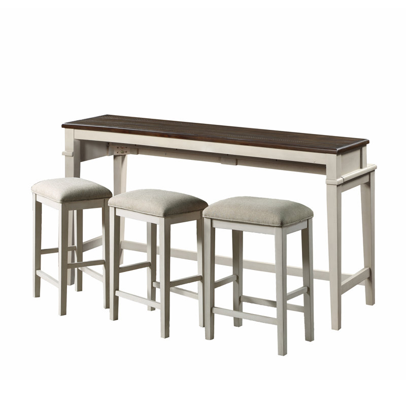 Haiqa 68"W 4-Piece Counter-Height Sofa Table & Stool Set 