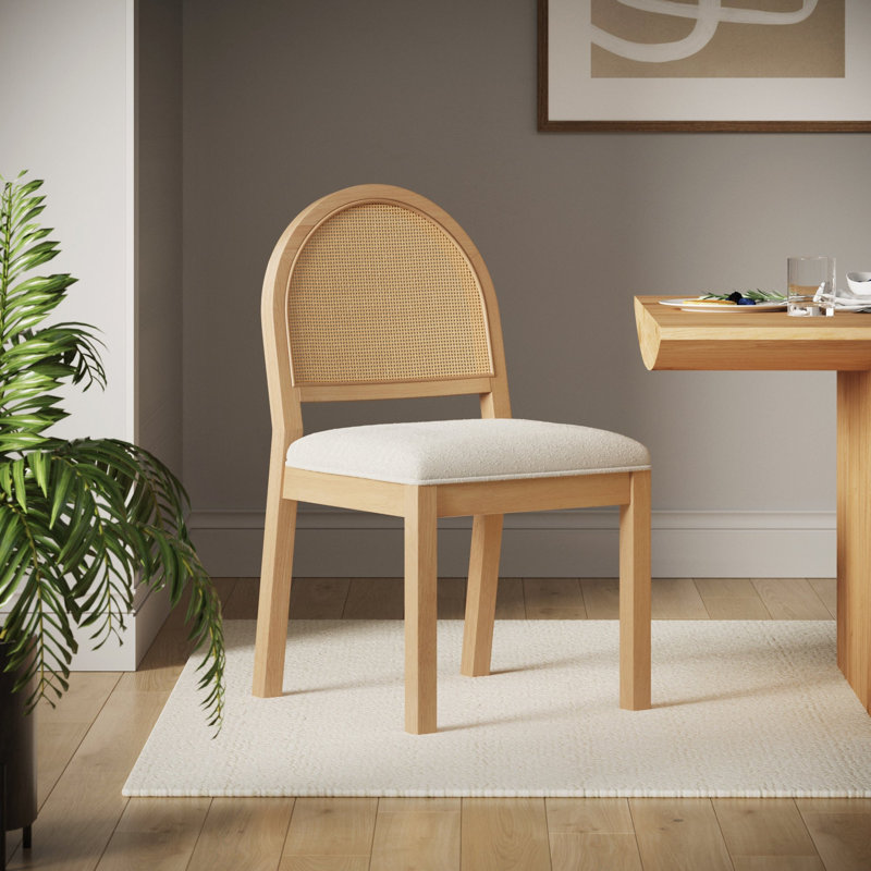 Tabouret court rembourré avec dossier en rotin tissé Boucle, Petit tabouret (siège d'une hauteur de 19 po), 1