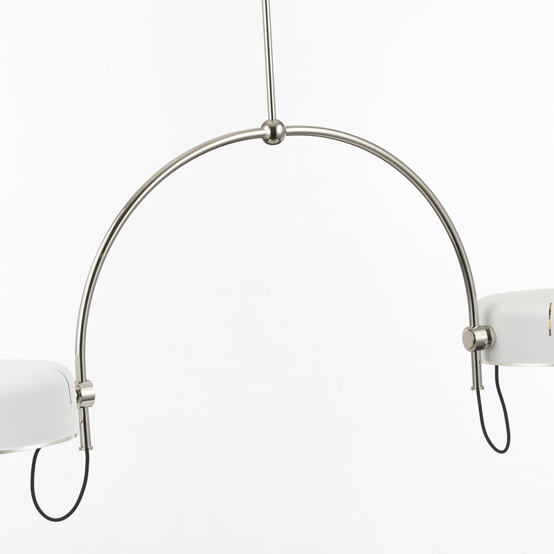 Thomas O'Brien Oso 72" Linear Arched Pendant, 64" H x 54" W, White, Polished Nickel