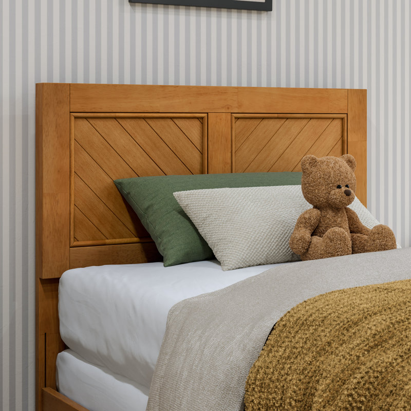 Emmitte Solid Wood Rustic Chevron Headboard, Twin, Light Toffee