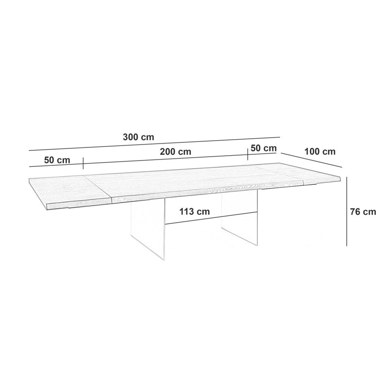 Daezon Extendable Oak Solid Wood Top Dining Table, 76cm H x 100cm W x 200cm L