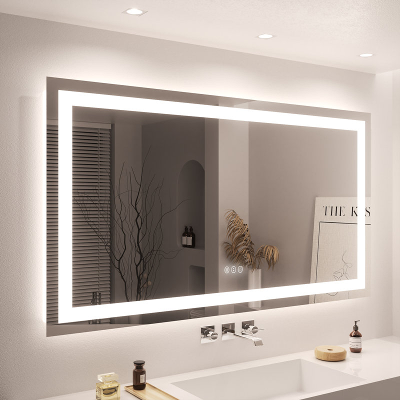 Rectangular Frameless Led Wall Mounted Bathroom Vanity Mirror, 40" x 70"