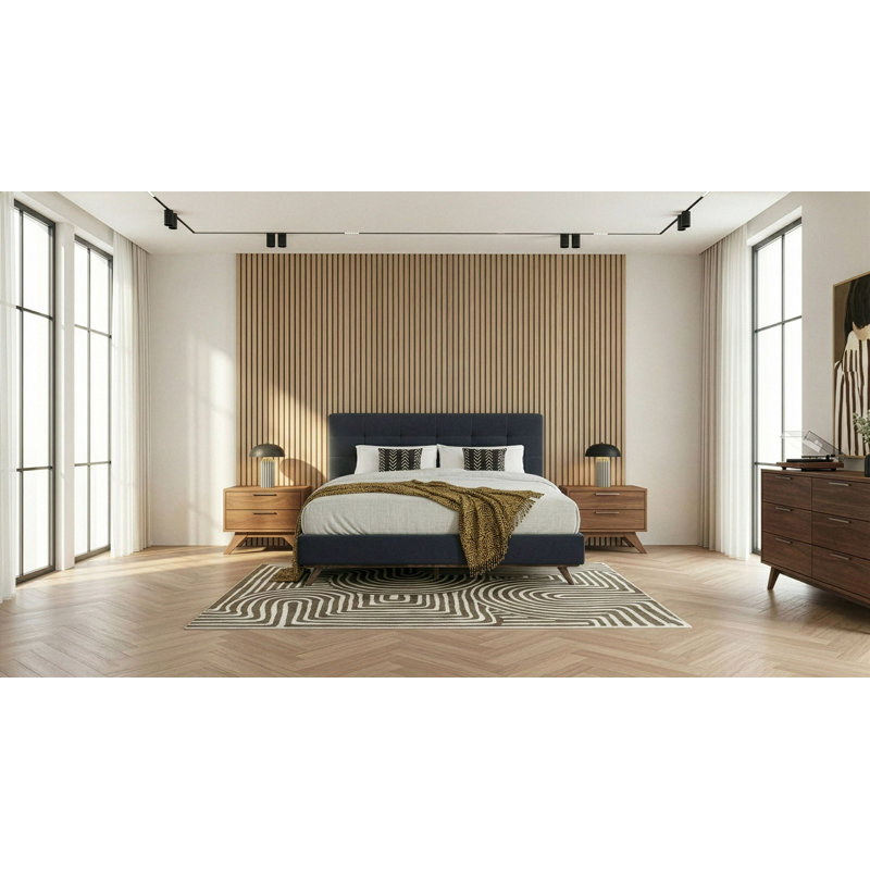 Arretta Upholstered Platform Bed, Queen, Gray