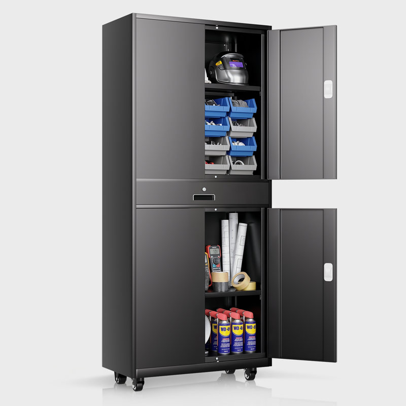 Metal Storage Cabinets With Lock, Black