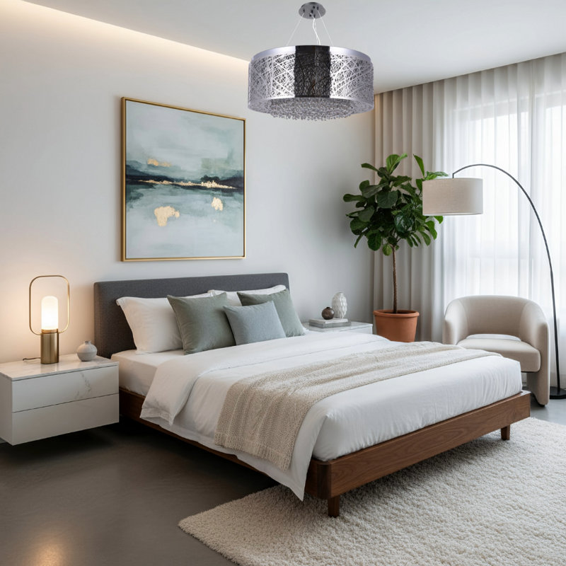 Lustre en cristal 12 lumières Cotten, Chrome chrome