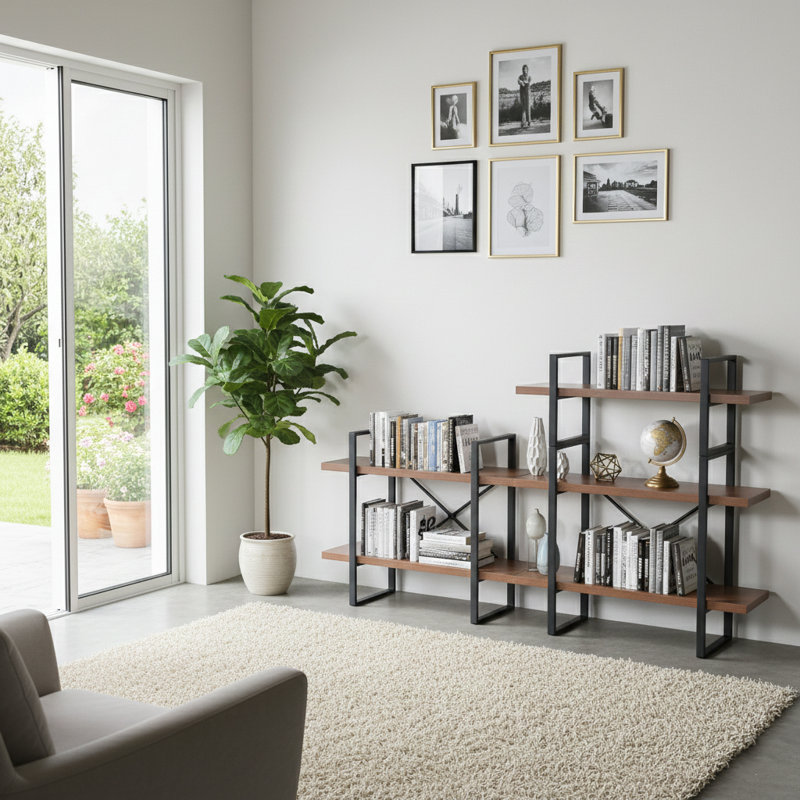Bibliothèque en métal Ashley H 56,69 po x l 70,86 po