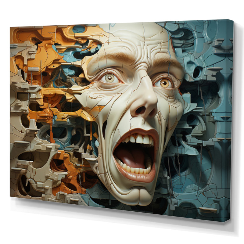 Surréalisme, Morphing visages, Toile tendue, H 16 po x l 32 po x P 1 po