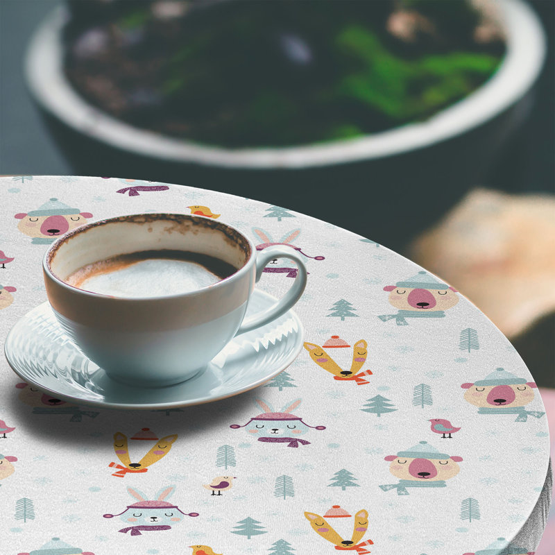 East Urban Home Cartoon Fitted Round Tablecloth Diameter Multicolor, 47.24" Round
