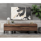 Modern TV Stand For Tvs Up To 70", 3-In-1 Entertainment Centre With Storage Cabinets, Media Console With Metal Base, 70.9"