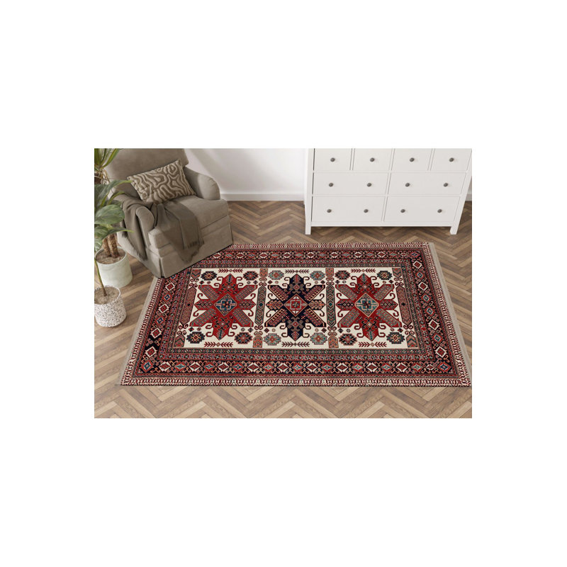 Tapis décoratif rétro bourgogne traditionnel lavable à la machine, Tapis de couloir 3 pi 3 po x 6 pi 7 po