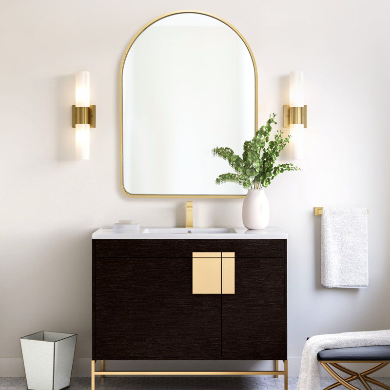 Bulle Metal Flat Wall Mirror, Gold