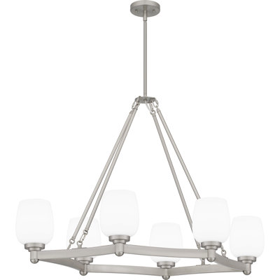 6 - Light Dimmable Wagon Wheel Chandelier