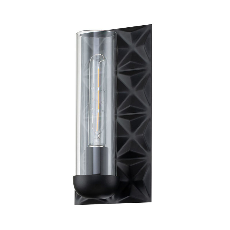 Alpha Iron Metal Armed Wall Sconce, Matte Black