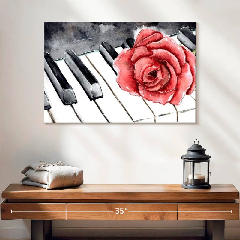 Abarca piano et fleur, H 20 po x l 30 po