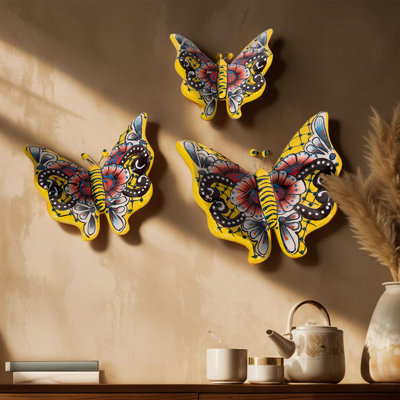 Talavera Wall Butterfly Set Of 3 