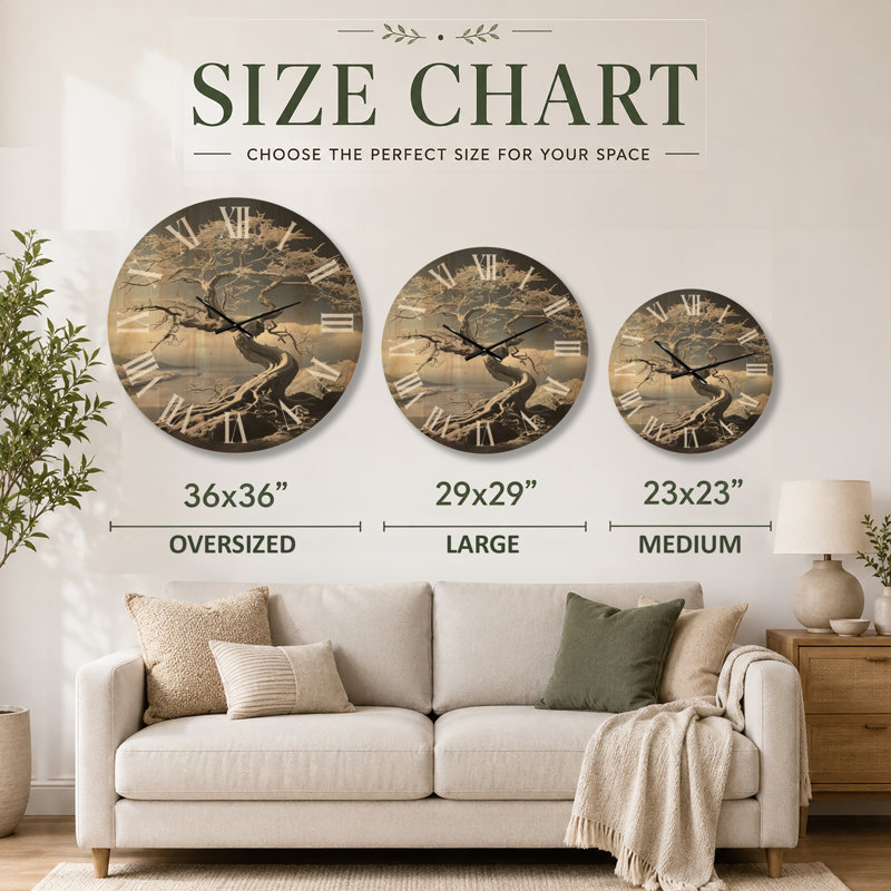 Très grande horloge murale Woodland, Oversized