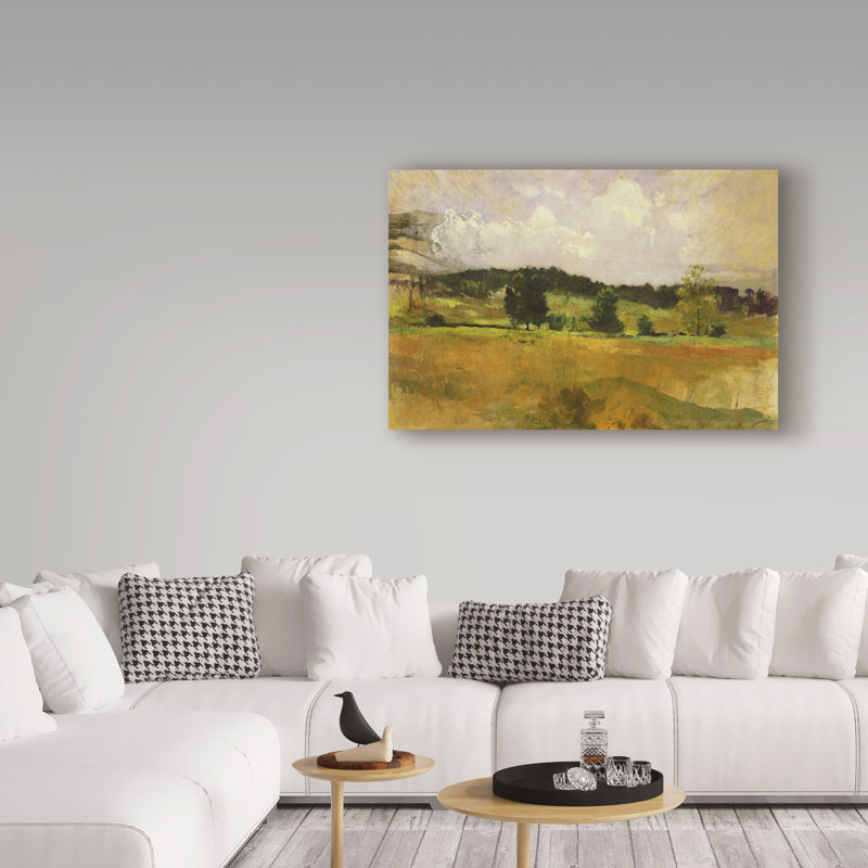 « landscape study », reproduction de peinture à l’huile sur toile tendue, H 22 po x l 32 po x P 2 po
