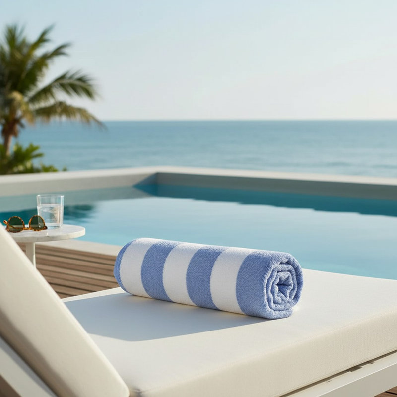 Cotton Blend Lightweight Beach Towel, Small, Blue
