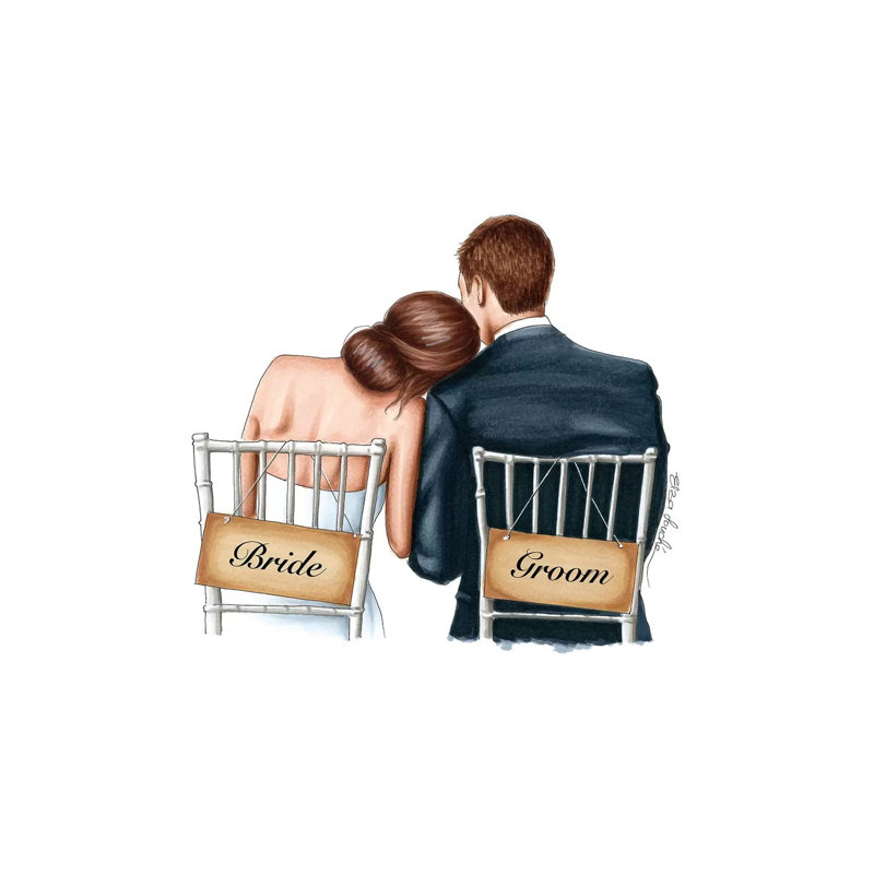 «Bride and Groom» par Elza Fouche, impression sur toile tendue, H 8 po x l 12 po x P 0,75 po
