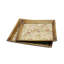 Ensemble de 2 plateaux gigognes carrés en bois d'acacia avec décorations botaniques