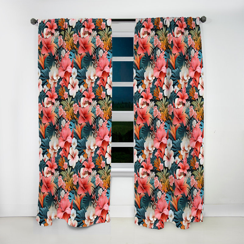 Motif tropical Tropicana Whimsy - rideau tropical - obscurcissant velours - 1 panneau, L 52 po x L 108 po