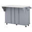 Îlot de cuisine avec plateau rabattable imitation marbre et rangement pour poubelle-1045518710
