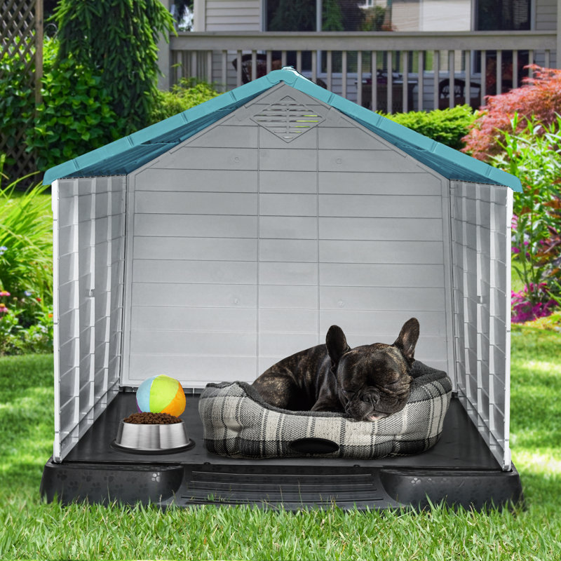 Niche pour chien Shelia, Bleu / blanc / noir, H 28 po x l 26 po x P 28,5 po