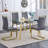 Modern Minimalist Rectangular Dining Table Tempered Glass Top Golden Metal Legs-656007803-678372465