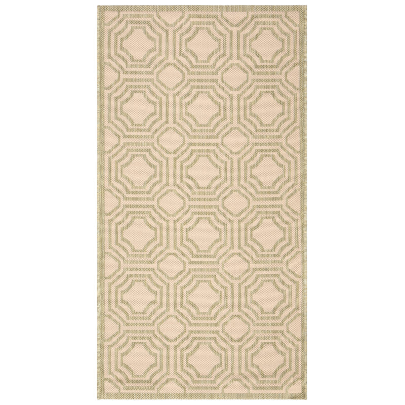 Arneshia Geometric Green/Beige Area Indoor/Outdoor Area Rug, Rectangle 2'7" x 5'