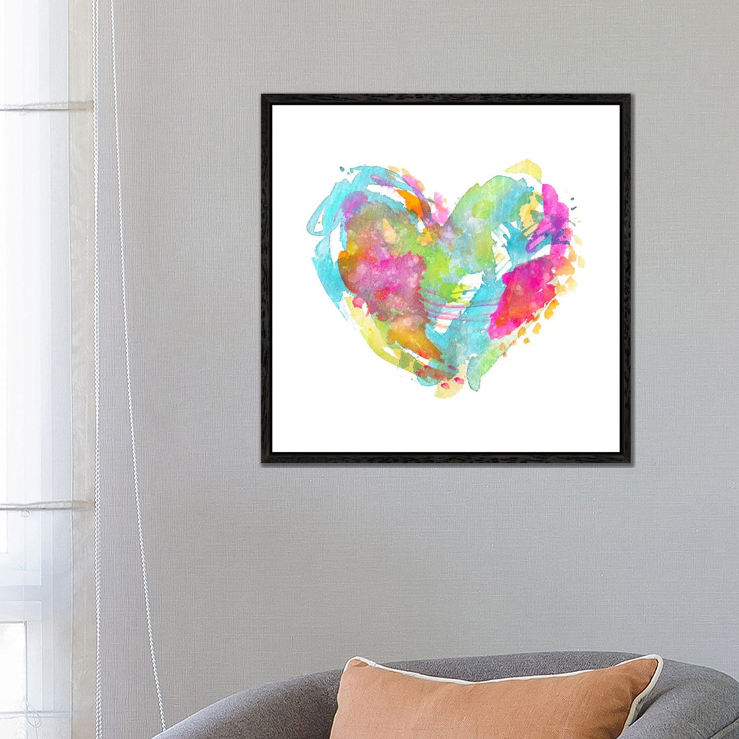 Messy Watercolor Heart, Cyan by Stephanie Corfee - Gallery-Wrapped Canvas Giclée on Canvas