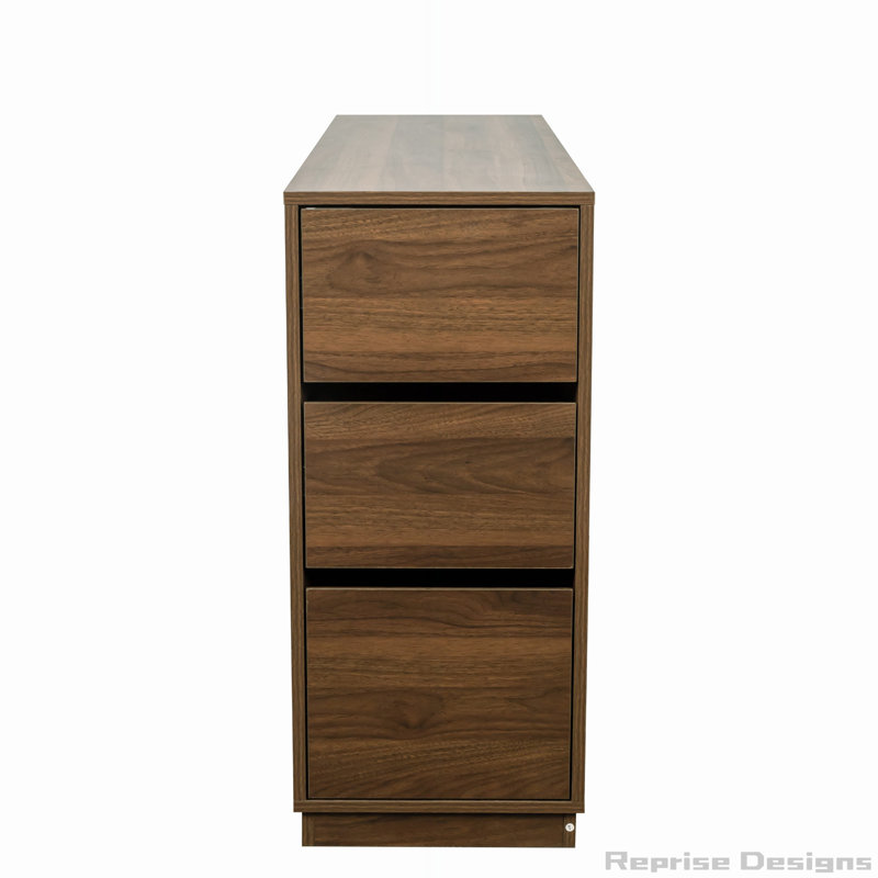 Armoire de table avec 2 portes coulissantes en verre et 3 tiroirs latéraux