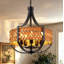 Lustre 5 lumières en cristal style campagne moderne avec chaîne de suspension réglable, noir-129870523