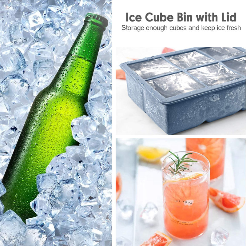Silicone Ice Cube Trays 3 Pack - Large Size Silicone Ice Cube Moulds With Leak Proof Removable Lid Square Ice Cube Tray And BPA Free For Cocktail,Whiskey, Stackable Flexible Ice