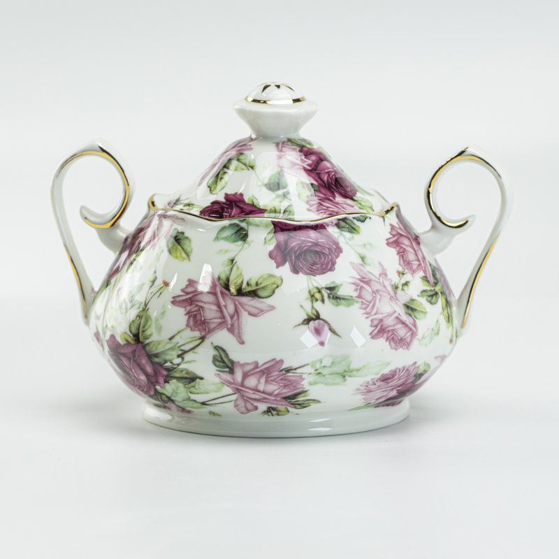 Ensemble sucre et crémier, Rose