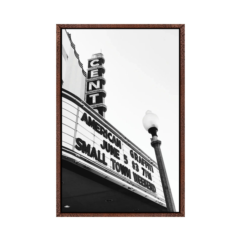 Small Town Theater 1 Piece Wall Art on Canvas, 66.04cm H x 45.72cm W x 3.81cm D, Classic Brown Wood Framed