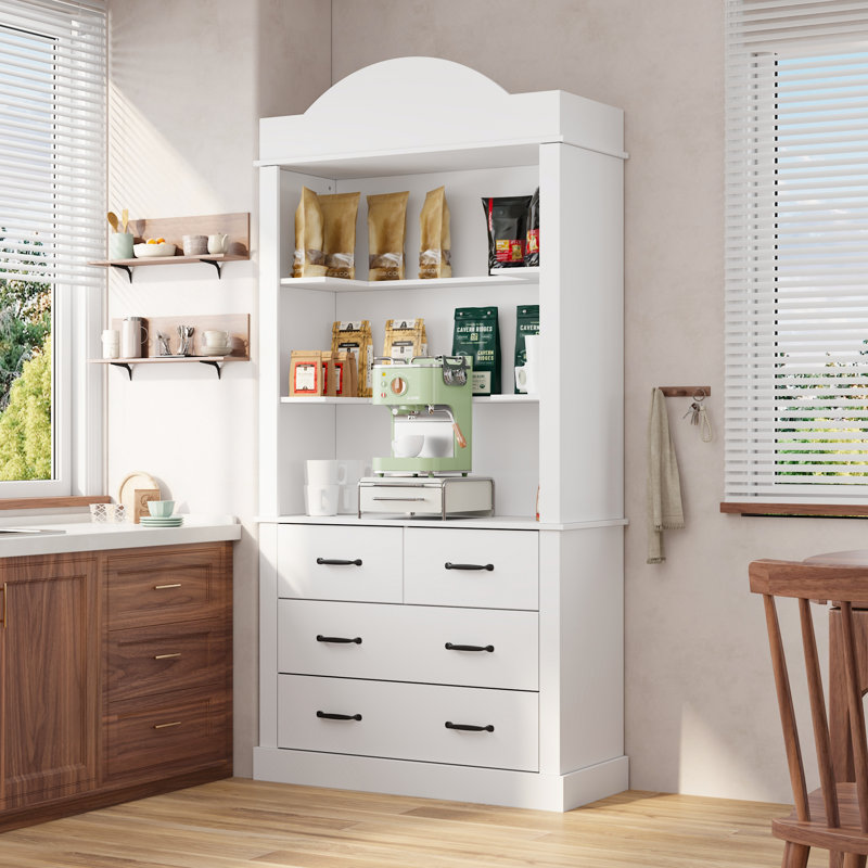 Armoire de salle à manger verticale 79,5 po H 79,5 po avec 4 tiroirs et tablettes